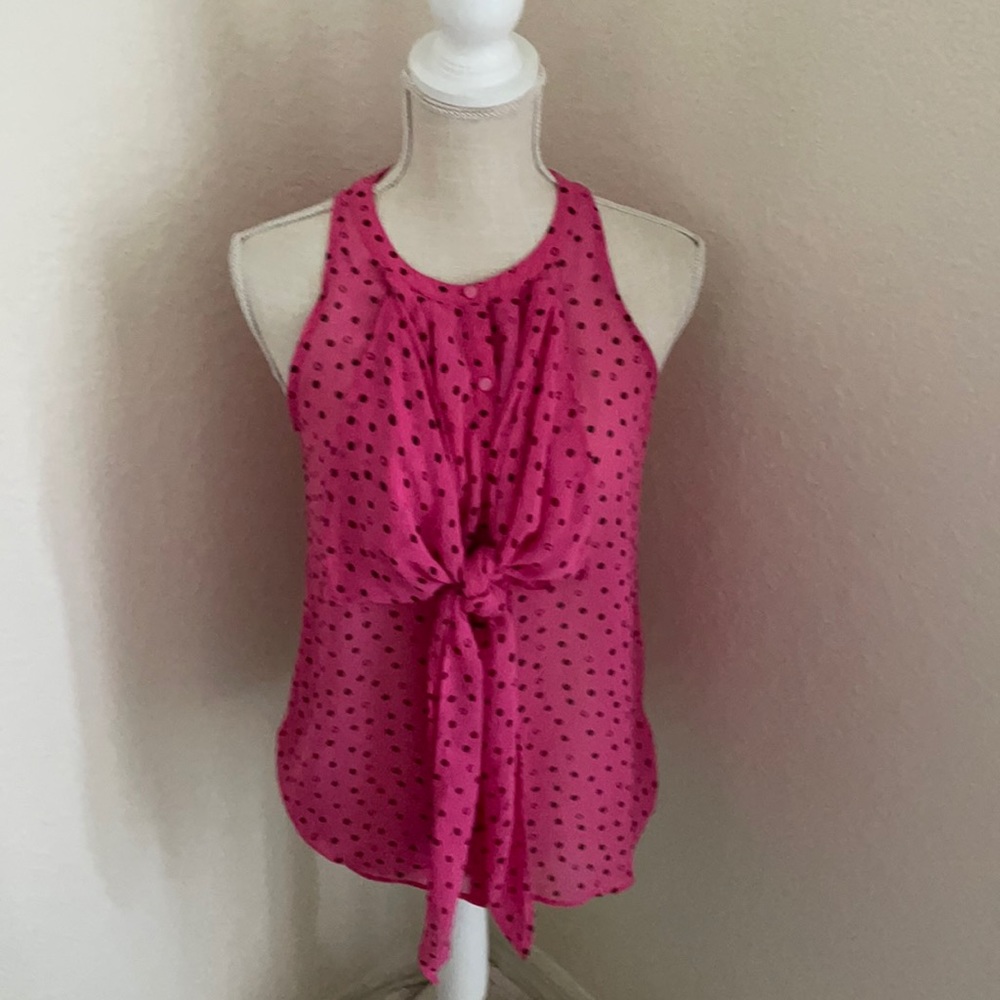 Princess Vera Wang Pink Sleeveless Button Down Sheer Woman’s Top Size Medium